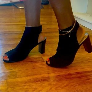 Black open toe booties